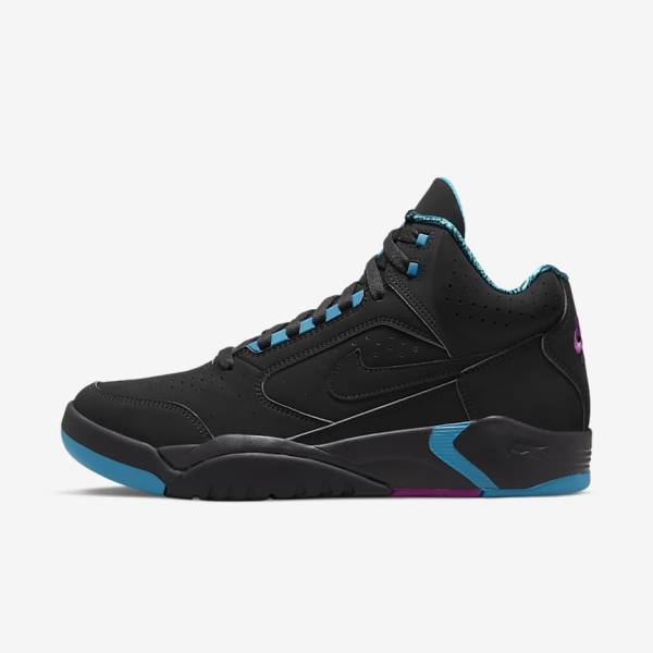 Nike Air Flight Lite Mid Sneakers Heren Zwart Turquoise Rood Paars Zwart | NK390VWD