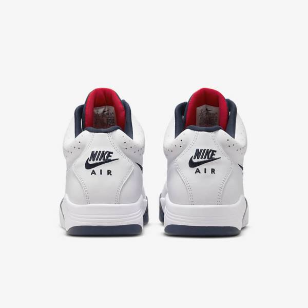 Nike Air Flight Lite Mid Sneakers Heren Wit Rood Metal Goud Donkerblauw | NK934DMC