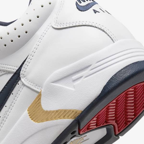 Nike Air Flight Lite Mid Sneakers Heren Wit Rood Metal Goud Donkerblauw | NK934DMC