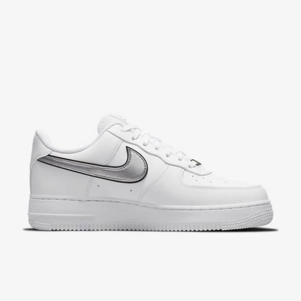 Nike Air Force 1 07 Essential Sneakers Dames Wit Zwart Metal Zilver | NK134FPM