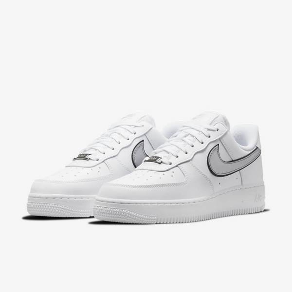 Nike Air Force 1 07 Essential Sneakers Dames Wit Zwart Metal Zilver | NK134FPM