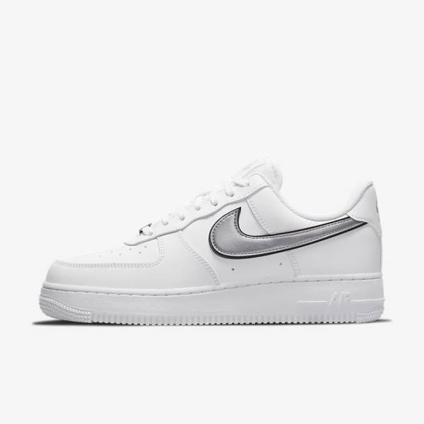 Nike Air Force 1 07 Essential Sneakers Dames Wit Zwart Metal Zilver | NK134FPM