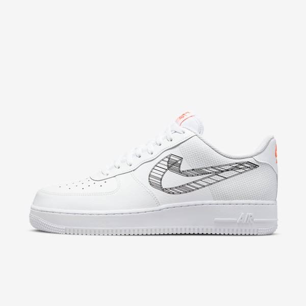 Nike Air Force 1 07 Sneakers Heren Wit Oranje Platina Zwart | NK493IMW