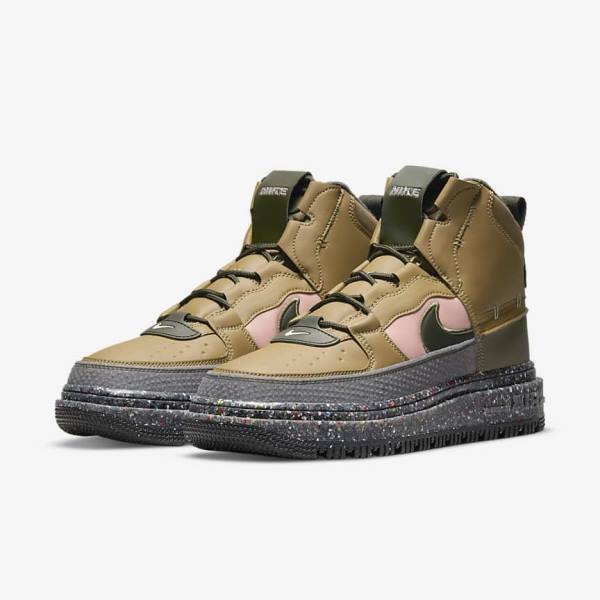 Nike Air Force 1 Boot Sneakers Heren Bruin Olijfgroen Roze | NK425HBC