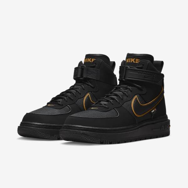 Nike Air Force 1 Boot Sneakers Heren Zwart Bruin Goud | NK023KYQ