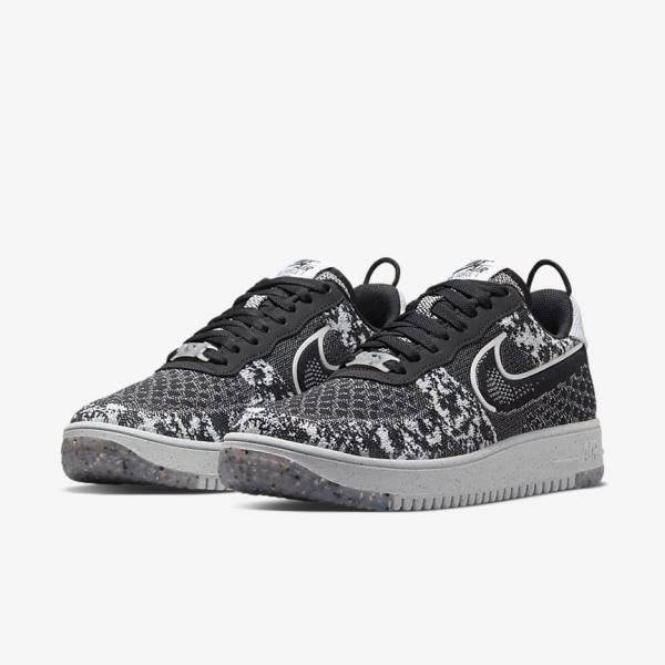 Nike Air Force 1 Crater Flyknit Next Nature Sneakers Heren Zwart Wit Platina Zwart | NK524AQN