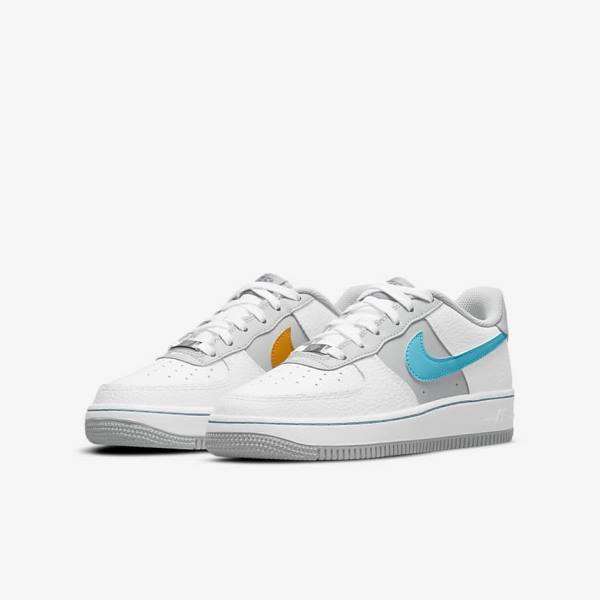 Nike Air Force 1 EMB Older Sneakers Kinderen Wit Grijs Turquoise Blauw | NK935GDL