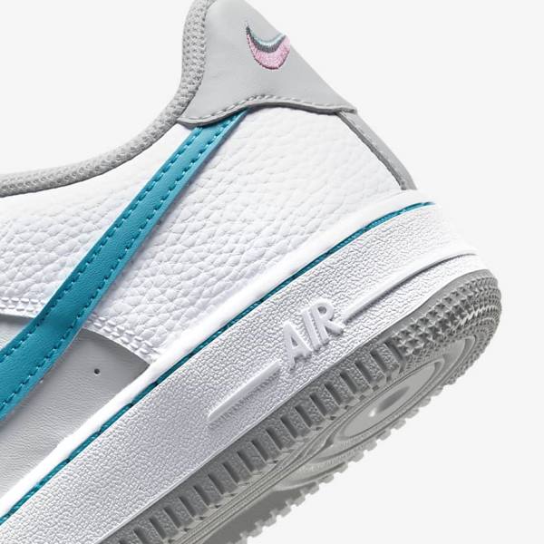 Nike Air Force 1 EMB Older Sneakers Kinderen Wit Grijs Turquoise Blauw | NK935GDL