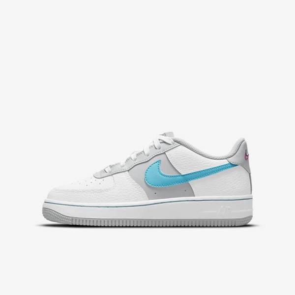 Nike Air Force 1 EMB Older Sneakers Kinderen Wit Grijs Turquoise Blauw | NK935GDL