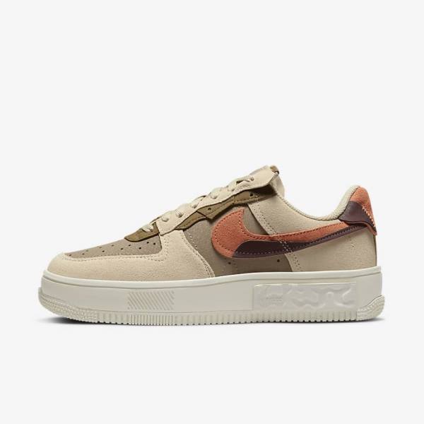 Nike Air Force 1 Fontanka Sneakers Dames Bordeaux Khaki | NK746BTR