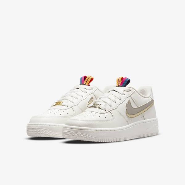 Nike Air Force 1 LV8 Older Sneakers Kinderen Wit Roze Metal Blauw Grijs | NK853SVN