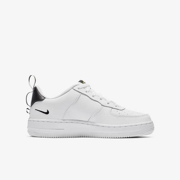 Nike Air Force 1 LV8 Utility Older Sneakers Kinderen Wit Zwart Geel Wit | NK679HNR