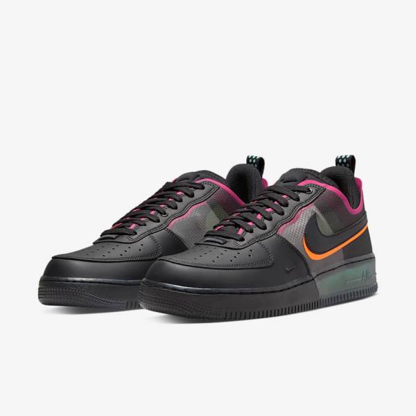 Nike Air Force 1 React Sneakers Heren Zwart Oranje Roze Zwart | NK938QVS