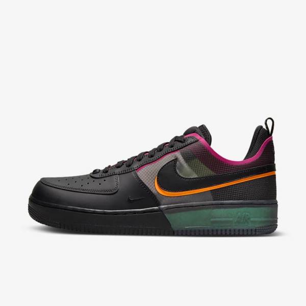 Nike Air Force 1 React Sneakers Heren Zwart Oranje Roze Zwart | NK938QVS