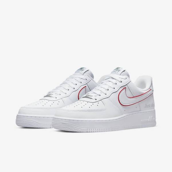 Nike Air Force 1 Sneakers Heren Wit Groen Metal Zilver Rood | NK376GBY