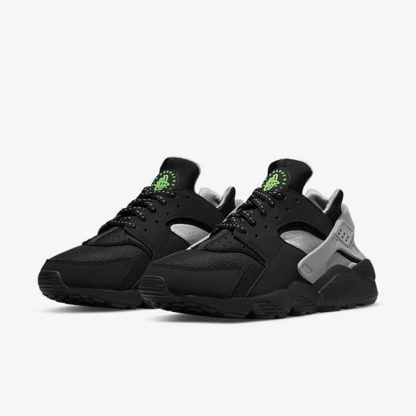 Nike Air Huarache Sneakers Heren Zwart Metal Zilver Zilver Groen | NK297CQY