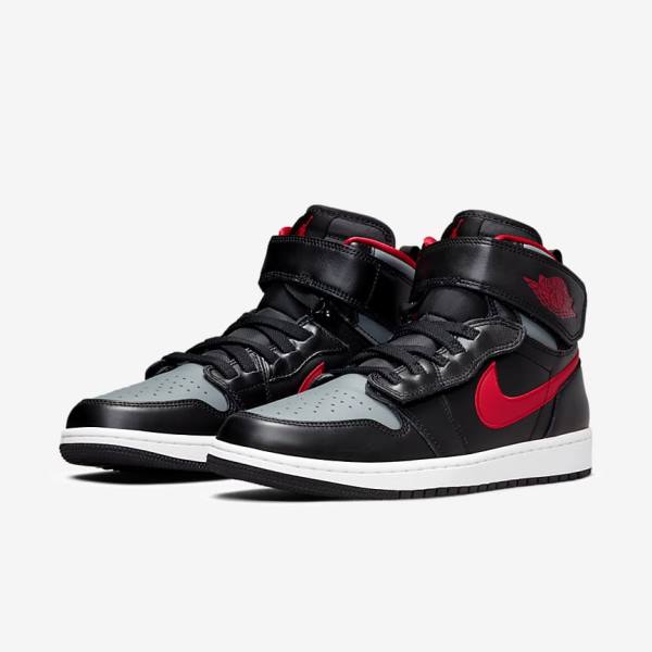 Nike Air Jordan 1 Hi FlyEase Sneakers Heren Zwart Grijs Wit Rood | NK420YND