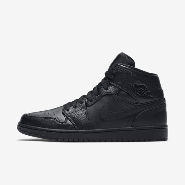 Nike Air Jordan 1 Mid Jordan Schoenen Heren Zwart | NK752ZWN