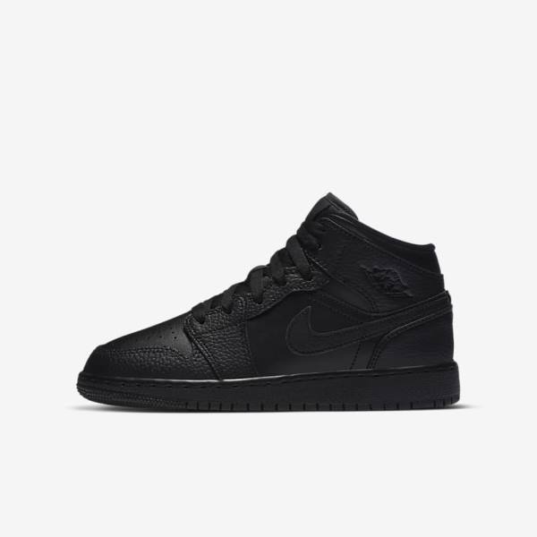 Nike Air Jordan 1 Mid Older Sneakers Kinderen Zwart | NK034PLX