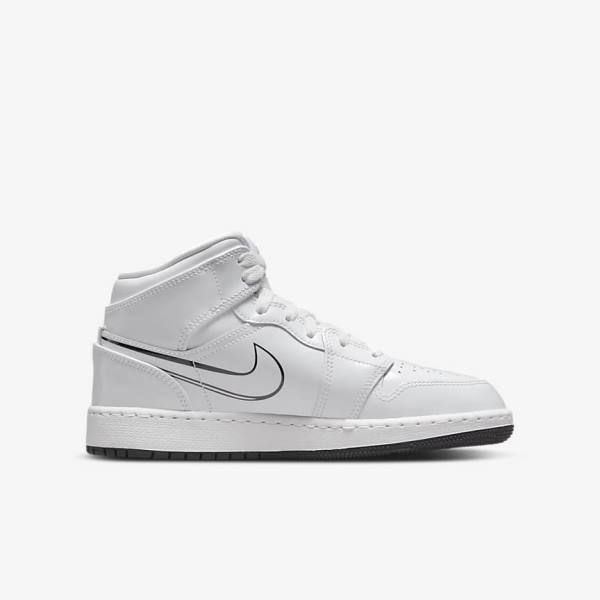 Nike Air Jordan 1 Mid Older Sneakers Kinderen Wit Zwart | NK075KYE