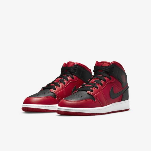 Nike Air Jordan 1 Mid Older Sneakers Kinderen Rood Wit Zwart | NK789GXC