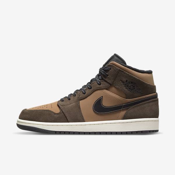 Nike Air Jordan 1 Mid SE Jordan Schoenen Heren Donkerchocola Bruin Zwart Rood | NK023QZS