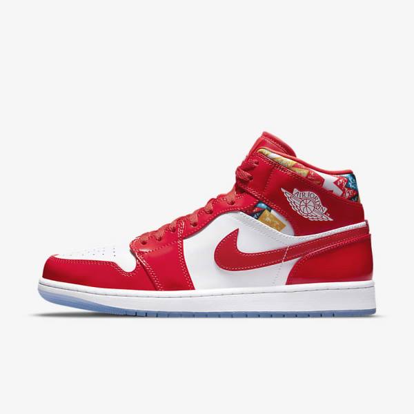 Nike Air Jordan 1 Mid SE Jordan Schoenen Heren Rood Donkerblauw Wit | NK254HUB