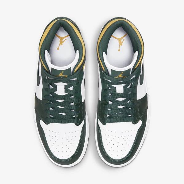 Nike Air Jordan 1 Mid Sneakers Heren Groen Wit | NK921CEG