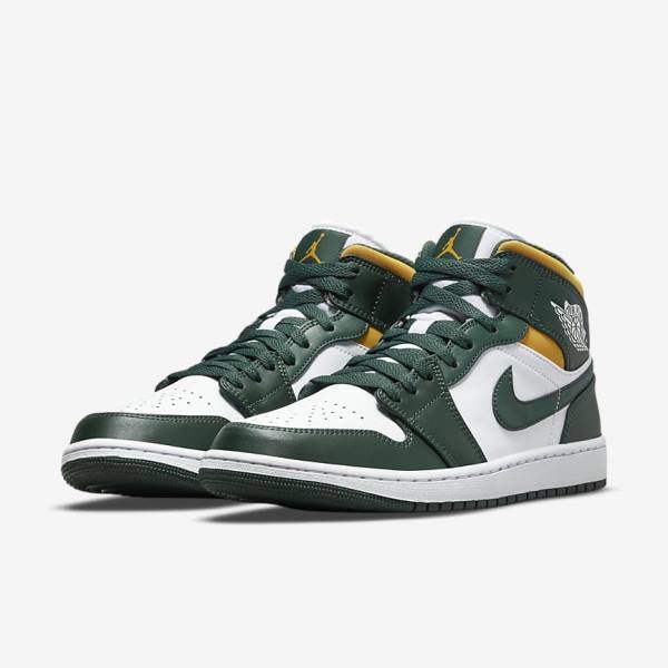 Nike Air Jordan 1 Mid Sneakers Heren Groen Wit | NK921CEG