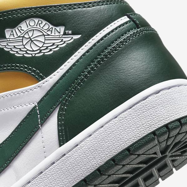 Nike Air Jordan 1 Mid Sneakers Heren Groen Wit | NK921CEG