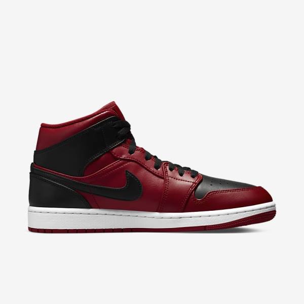 Nike Air Jordan 1 Mid Sneakers Heren Rood Wit Zwart | NK895BRK