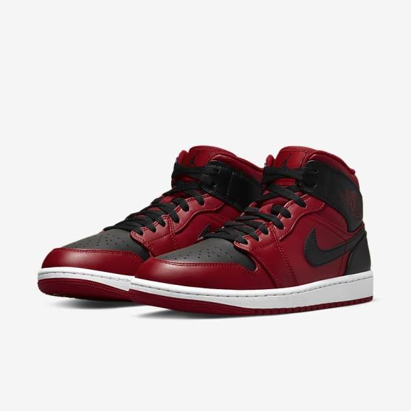 Nike Air Jordan 1 Mid Sneakers Heren Rood Wit Zwart | NK895BRK