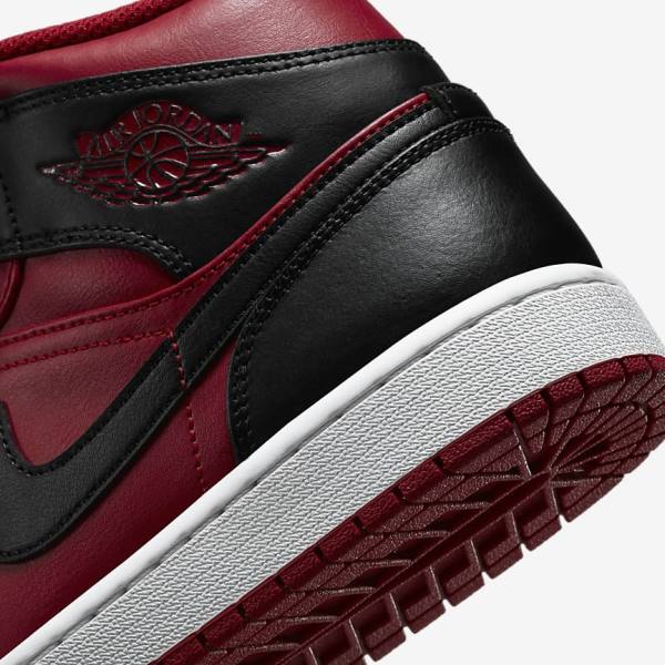 Nike Air Jordan 1 Mid Sneakers Heren Rood Wit Zwart | NK895BRK