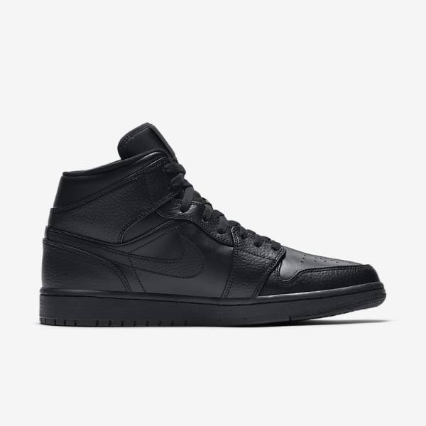 Nike Air Jordan 1 Mid Sneakers Heren Zwart | NK941OHZ