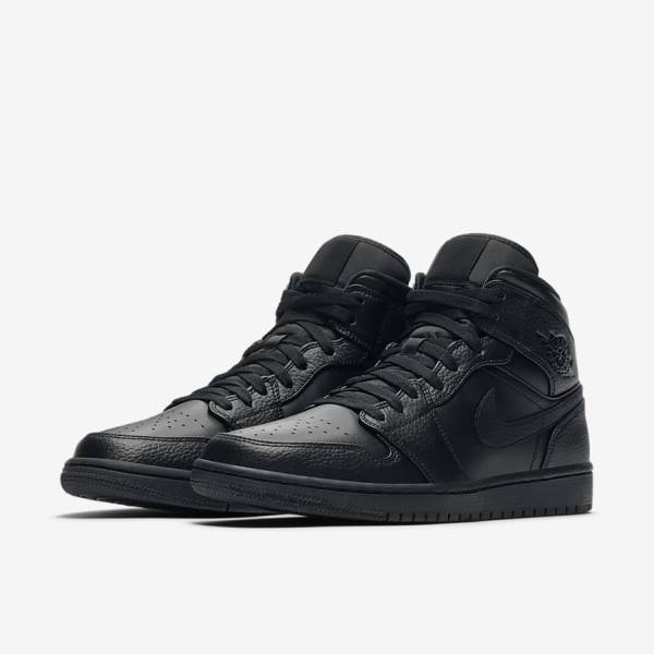 Nike Air Jordan 1 Mid Sneakers Heren Zwart | NK941OHZ