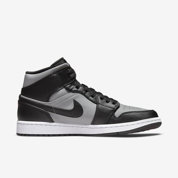 Nike Air Jordan 1 Mid Sneakers Heren Zwart Grijs Wit Rood | NK975NFM