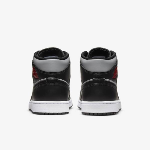 Nike Air Jordan 1 Mid Sneakers Heren Zwart Grijs Wit Rood | NK975NFM