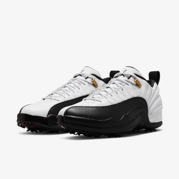 Nike Air Jordan XII Low Golfschoenen Heren Wit Metal Goud Zwart | NK623HNP