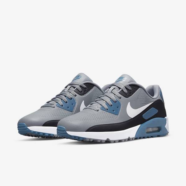 Nike Air Max 90 G Golfschoenen Dames Grijs Zwart Wit | NK826TAK