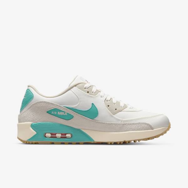 Nike Air Max 90 G Golfschoenen Dames Wit Lichtbruin Turquoise | NK134AQW