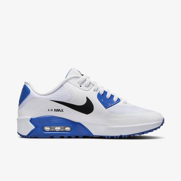 Nike Air Max 90 G Golfschoenen Dames Wit Blauw Platina Zwart | NK241RGF