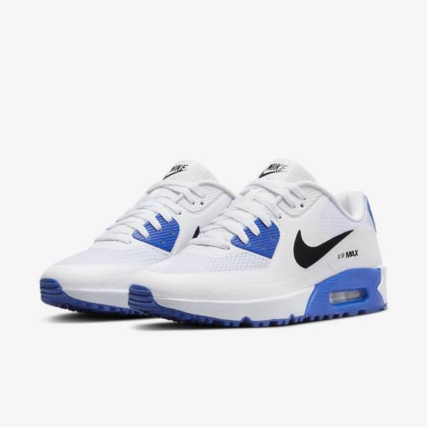 Nike Air Max 90 G Golfschoenen Dames Wit Blauw Platina Zwart | NK241RGF