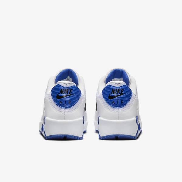 Nike Air Max 90 G Golfschoenen Dames Wit Blauw Platina Zwart | NK241RGF