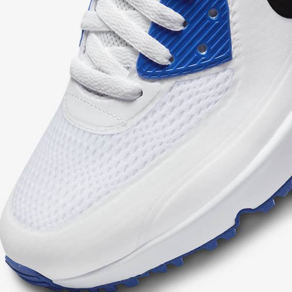 Nike Air Max 90 G Golfschoenen Dames Wit Blauw Platina Zwart | NK241RGF