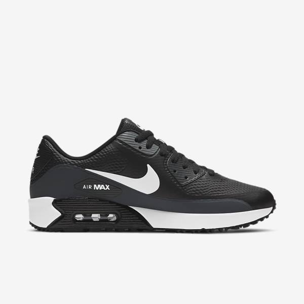 Nike Air Max 90 G Golfschoenen Dames Zwart Donkergrijs Wit | NK013ZYE