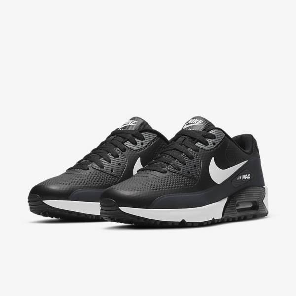 Nike Air Max 90 G Golfschoenen Dames Zwart Donkergrijs Wit | NK013ZYE