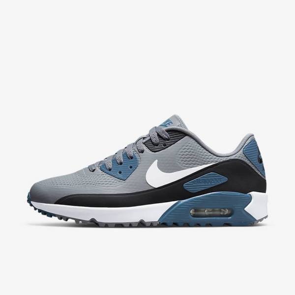 Nike Air Max 90 G Golfschoenen Heren Grijs Zwart Wit | NK594QKI