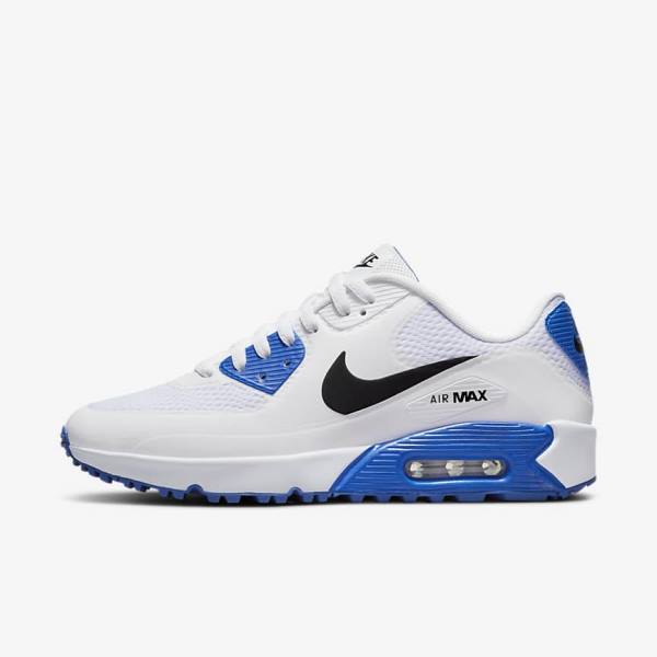 Nike Air Max 90 G Golfschoenen Heren Wit Blauw Platina Zwart | NK521QGM