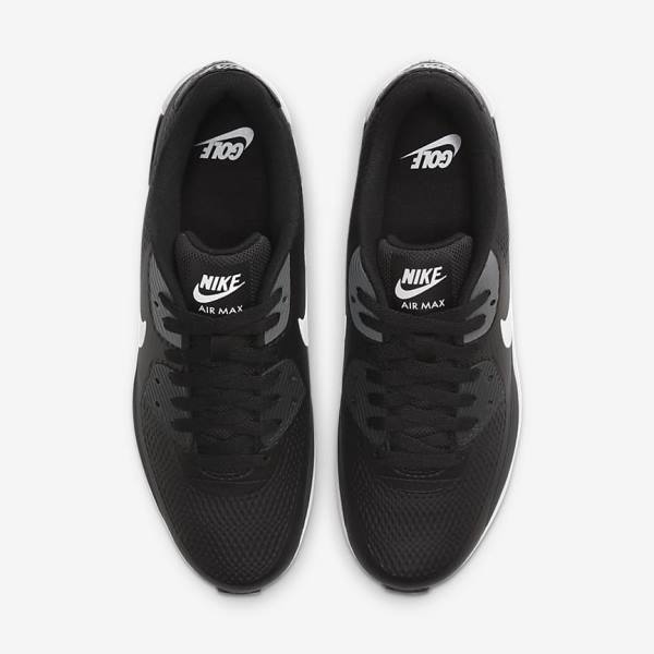 Nike Air Max 90 G Golfschoenen Heren Zwart Donkergrijs Wit | NK083ZRL