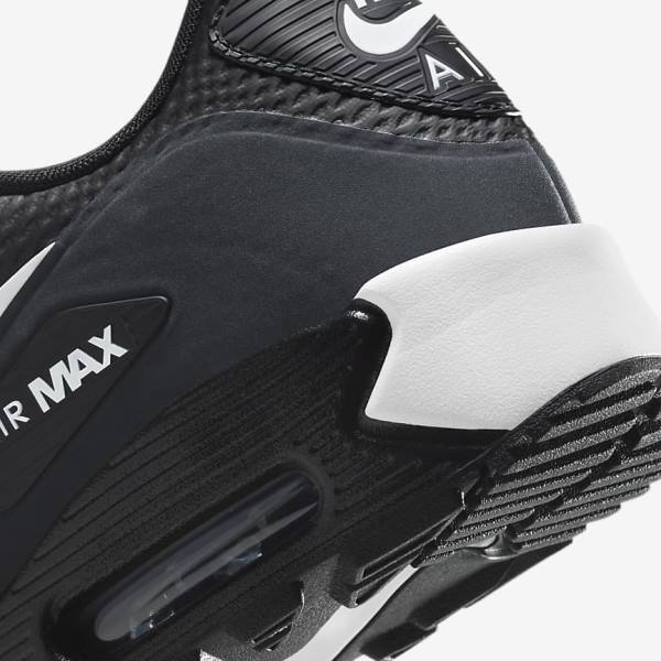 Nike Air Max 90 G Golfschoenen Heren Zwart Donkergrijs Wit | NK083ZRL